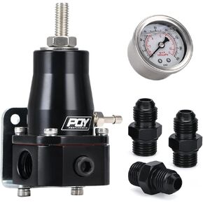 Fuel Pressure Regulator with Gauge AN6 Feed & AN6 Return Line Black
