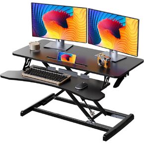 JYLH JOYSEEKER 35 inch Standing Desk Converter, Height Adjustable Desktop Standing Desk with Keyboard Tray for Two Monitors, Sit to Stand up Desk Riser Computer Workstation for Home Office, Black