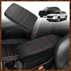 for CRV 2024 2023 Center Console Pad Armrest Cover Vegan Leather Extra Soft Accessories Armrest Protector Compatible with Honda CR-V LX EX Sport Hybrid EX-L Sport Touring (Black/Orange Trim)