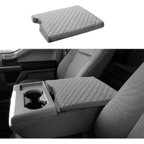 Center Console Cover for Ford F150 2015-2020 / F250 F350 F450 2017-2022 and Expedition 2018-2024 Leather Arm Rest Box Lid Middle Console Cover Armrest Box Protective Cover(Bucket Seat Only)