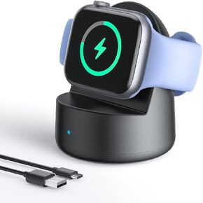 Magnetic Charger Stand for Apple Watch, Portable Charger Dock for iWatch with USB C Charging Cable, Upgraded Fast Wireless Charger Compatible with Apple Watch Series Ultra/SE/9/8/7/6/5/4/3/2/1 (Black)