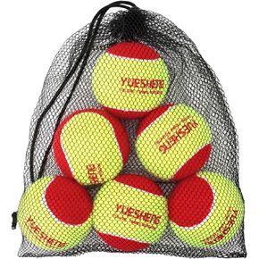 YUESHENG Red Tennis Balls for Kids- 75% Low Compression Stage 3 inch Kids Tennis Ball for Beginners Youth Kids Training Practising Playing with Carry Bag