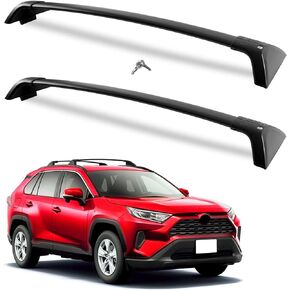 Roof Rack Cross Bars 260lbs Compatible with Toyota RAV4 2019 2020 2021 2022 2023 2024 LE XLE XSE Limited Hybrid Aluminum Heavy Duty Lockable Crossbars Rooftop Cargo Bag Luggage Carrier