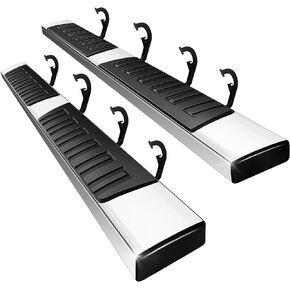 Running Boards Fit for 2007 2008 2009 2010 2011 2012 2013 2014 2015 2016 2017 2018 Chevy Silverado GMC Sierra Crew Cab Chrome with 8 Brackes 2019 1500LD 2500HD 3500HD Side Step Rail Nerf Bars