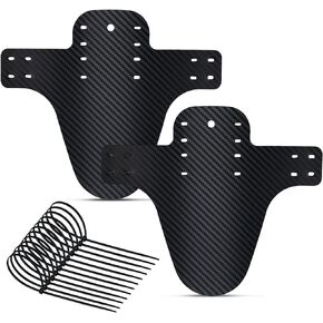 2pcs Mountain Bike Fenders with 12 Cable Ties, Front and Rear Compatible Bicycle Mudguard Adjustable Fork Fender MTB for 26in, 27.5in, 29in Bike Wheel & Disc Brake Bikes