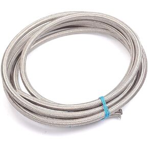 4AN 10Feet Stainless Steel Nylon Braided Fuel Line Hose Oil Gas Hose Oil Line Hose Black