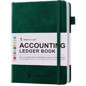 Accounting Ledger Book: Business Expense Tracker Notebook - Personal Finance Checkbook for Small Business or Personal Use – Simple Ledger Books for Bookkeeping - Dark Green,5.8" x 8.5"