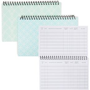 Okuna Outpost 2 Pack Spiral Bound Accounting Ledger Book, Check and Money Tracker Notebook for Small Business Bookkeeping, Checking Account Register Book for Personal Finance (100 Pages)