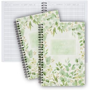 Paper Junkie 2 Pack My Account Spending Tracker Notebook, Expense Ledger Record Book for Small Business Bookkeeping, Check Register, Office Supplies (6.25 x 8.55 in, 50 Sheets Each)
