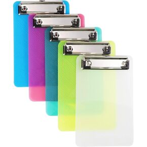 Plastic Colorful Mini Clipboard, Pretty Cute Clipboard Memo Size Pocket Clip Boards 4.7x7.3 Inch A6 Clipboards for classrooms, Offices, Restaurants, Doctor Offices - Set of 5