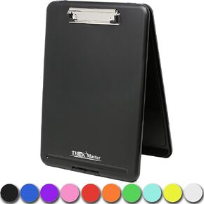 Think2Master Black Plastic Storage Clipboard with Handle and Real Hinges. Storage Area Holds 275 Letter Sized Paper.