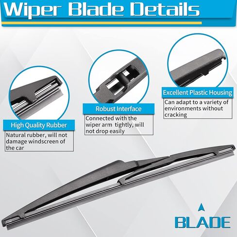شفرة ذراع الممسحة الخلفية، بديلة لسيارة Toyota Yaris 2005-2014 - استبدال مجموعة ممسحة الزجاج الأمامي الخلفي من ZOFFI - نافذة تنظيف من المطاط الطبيعي لجميع المواسم in Kuwait