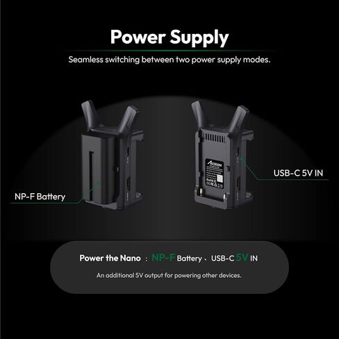 جهاز إرسال الفيديو اللاسلكي Accsoon CineView Nano، 5G HDMI 1080p نظام نقل الفيديو اللاسلكي، 60 إطارًا في الثانية ≥0.06s نطاق الكمون 500 قدم، 1TX إلى 4RX، التحكم في التطبيق، لـ DSLR، RS2/RS3/RS3 Pro/مثبت الكاميرا in Kuwait