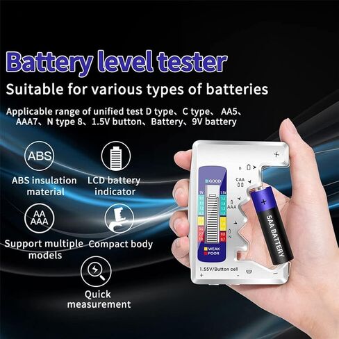 جهاز اختبار البطارية الرقمي، جهاز فحص رقمي بشاشة LCD، جهاز اختبار البطارية العالمي، جهاز اختبار فولت لجهاز AA/AAA 9V، جهاز اختبار سعة البطارية على شكل خلية زر in Saudi Arabia