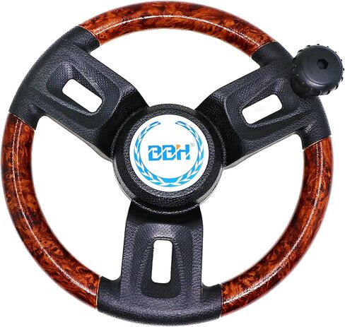 عجلة قيادة قارب عالمية من خشب الماهوجني بمقبض مقاس M مقاس 13-1/2 بوصة مقبض ناعم مقاوم للماء من البولي يوريثان مع غطاء in Kuwait