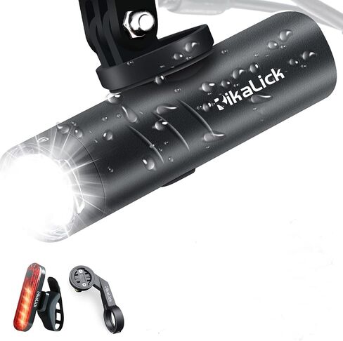 RikaLick Bike Lights 1500 Lumen Bike Lights for Night Riding,Side warning lights with 180-degree visibility，With 5 Modes of Bike Lights,TypeC Bike Headlight Rechargeable,Free Taillights,Brackets in Kuwait