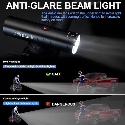 RikaLick Bike Lights 1500 Lumen Bike Lights for Night Riding,Side warning lights with 180-degree visibility，With 5 Modes of Bike Lights,TypeC Bike Headlight Rechargeable,Free Taillights,Brackets in Kuwait