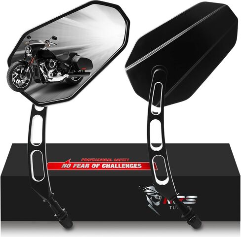 MZS Motorcycle Mirrors Black, M8 Motorbike Rear View Mirror Side Accessories Hollow Rod Arrow Compatible with Sportster Road King Street Glide Electra Dyna Softail Ultra Vrod in Saudi Arabia