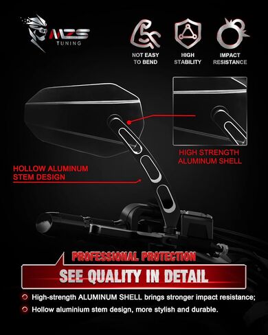 MZS Motorcycle Mirrors Black, M8 Motorbike Rear View Mirror Side Accessories Hollow Rod Arrow Compatible with Sportster Road King Street Glide Electra Dyna Softail Ultra Vrod in Saudi Arabia