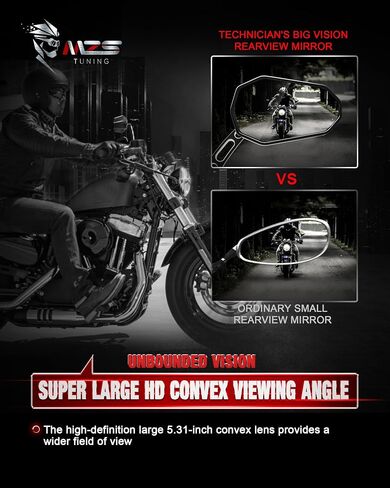MZS Motorcycle Mirrors Black, M8 Motorbike Rear View Mirror Side Accessories Hollow Rod Arrow Compatible with Sportster Road King Street Glide Electra Dyna Softail Ultra Vrod in Saudi Arabia