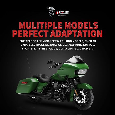 MZS Motorcycle Mirrors Black, M8 Motorbike Rear View Mirror Side Accessories Hollow Rod Arrow Compatible with Sportster Road King Street Glide Electra Dyna Softail Ultra Vrod in Saudi Arabia