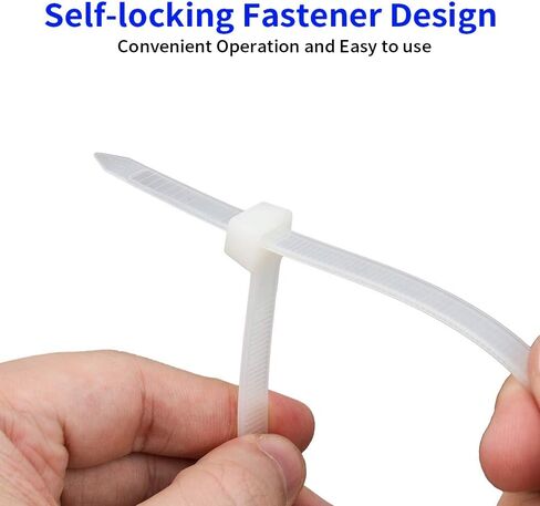 Small 4 inch White Nylon Plastic Cable Zip Ties Wire Wraps, 200 Pack | Self-Locking, Eco-Friendly, Heavy Duty Wire Tie Wraps for Home, Office, Garden, Garage, Workshop in Saudi Arabia