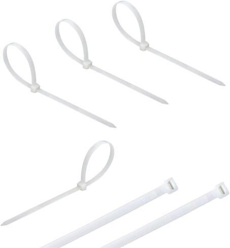 Small 4 inch White Nylon Plastic Cable Zip Ties Wire Wraps, 200 Pack | Self-Locking, Eco-Friendly, Heavy Duty Wire Tie Wraps for Home, Office, Garden, Garage, Workshop in Saudi Arabia