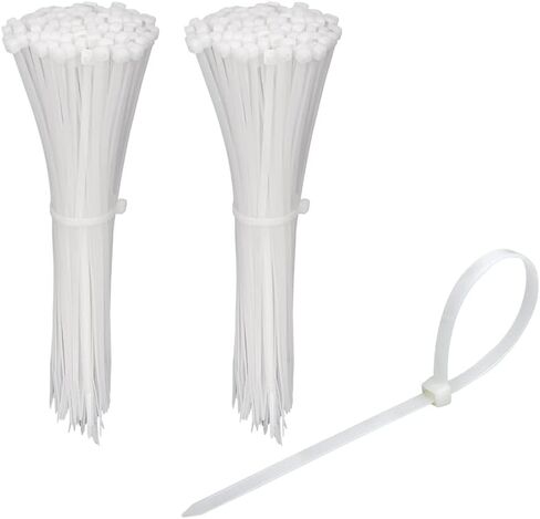 Small 4 inch White Nylon Plastic Cable Zip Ties Wire Wraps, 200 Pack | Self-Locking, Eco-Friendly, Heavy Duty Wire Tie Wraps for Home, Office, Garden, Garage, Workshop in Saudi Arabia