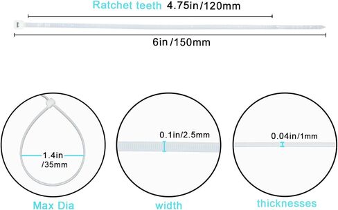 Small 4 inch White Nylon Plastic Cable Zip Ties Wire Wraps, 200 Pack | Self-Locking, Eco-Friendly, Heavy Duty Wire Tie Wraps for Home, Office, Garden, Garage, Workshop in Saudi Arabia