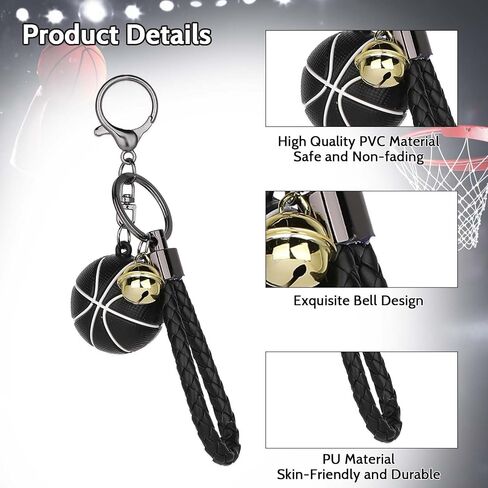 KALIONE Basketball Keychain Gift for Boys Girls Men, Basketball Key Chain with Gold Small Bell Keychains in Saudi Arabia