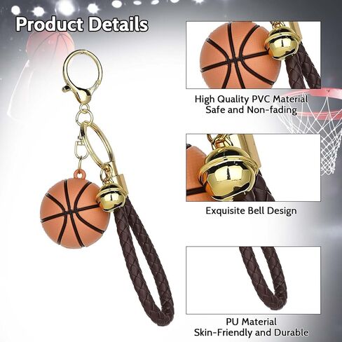 KALIONE Basketball Keychain Gift for Boys Girls Men, Basketball Key Chain with Gold Small Bell Keychains in Saudi Arabia