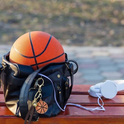 KALIONE Basketball Keychain Gift for Boys Girls Men, Basketball Key Chain with Gold Small Bell Keychains in Saudi Arabia