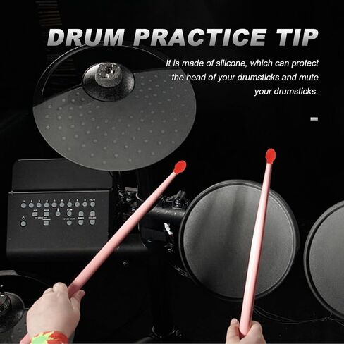 24 Pcs Drumstick Set Drumsticks Drum Mute Bass Drum Practice Pads Silicone Drumstick Practice Tip Marching Practice Tip Drum Stick Practice Tip Damper Percussion Drum Sticks Rubber in Saudi Arabia