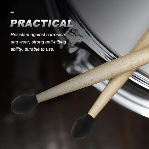24 Pcs Drumstick Set Drumsticks Drum Mute Bass Drum Practice Pads Silicone Drumstick Practice Tip Marching Practice Tip Drum Stick Practice Tip Damper Percussion Drum Sticks Rubber in Saudi Arabia