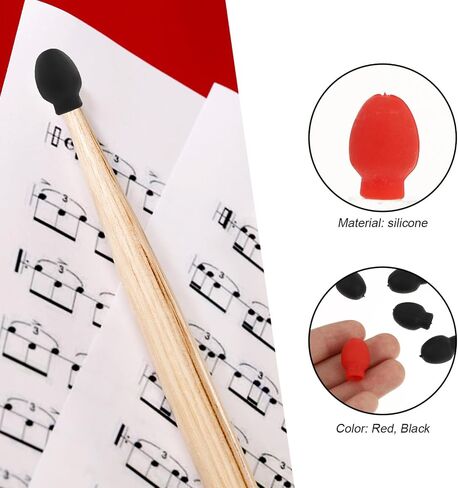 24 Pcs Drumstick Set Drumsticks Drum Mute Bass Drum Practice Pads Silicone Drumstick Practice Tip Marching Practice Tip Drum Stick Practice Tip Damper Percussion Drum Sticks Rubber in Saudi Arabia