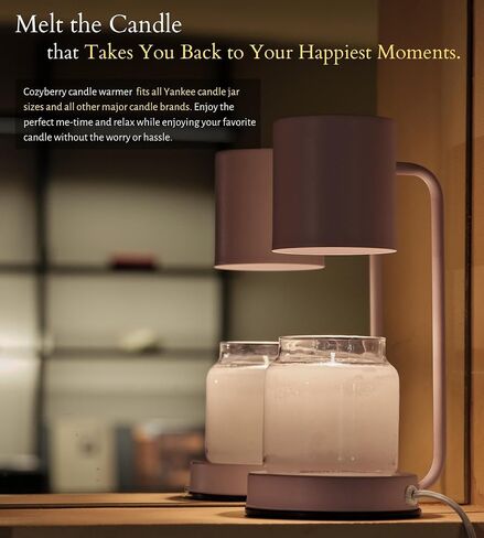 مصباح تسخين الشموع Cozyberry® Querencia™، متوافق مع وعاء كبير لشمعة Yankee Candle، معدن، مصباح شمعة، 110-120 فولت، مذيب شموع قابل للتعتيم، مصباح لتدفئة الشموع، شموع برطمان صغيرة وكبيرة الحجم (أسود) in Kuwait