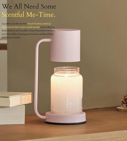 مصباح تسخين الشموع Cozyberry® Querencia™، متوافق مع وعاء كبير لشمعة Yankee Candle، معدن، مصباح شمعة، 110-120 فولت، مذيب شموع قابل للتعتيم، مصباح لتدفئة الشموع، شموع برطمان صغيرة وكبيرة الحجم (أسود) in Kuwait