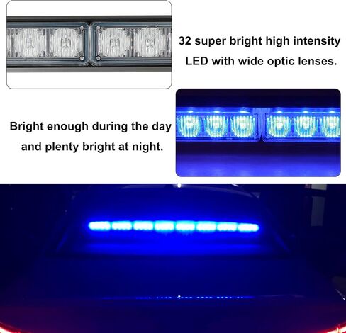 ASPL 36 "32LED شريط ضوء مستشار المرور تحذير شريط ضوء ستروب للطوارئ وامض اتجاهي تحذير للطوارئ إضاءة LED أضواء أمان مع سلك مستقيم بطول 16 قدم (العنبر / الأبيض) in Saudi Arabia