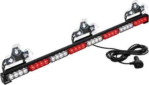 ASPL 36 "32LED شريط ضوء مستشار المرور تحذير شريط ضوء ستروب للطوارئ وامض اتجاهي تحذير للطوارئ إضاءة LED أضواء أمان مع سلك مستقيم بطول 16 قدم (العنبر / الأبيض) in Saudi Arabia