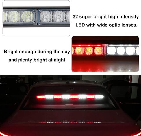 ASPL 36 "32LED شريط ضوء مستشار المرور تحذير شريط ضوء ستروب للطوارئ وامض اتجاهي تحذير للطوارئ إضاءة LED أضواء أمان مع سلك مستقيم بطول 16 قدم (العنبر / الأبيض) in Saudi Arabia