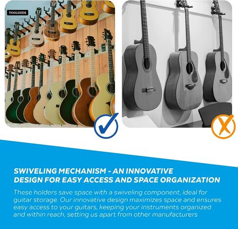10 Pack Guitar Wall Mount - Guitar Wall Hangers with Slat Adapter - Guitar Hanger Wall Mount 180 degrees for Acoustic Electric Bass Classical Ukulele Guitars, Black in Kuwait