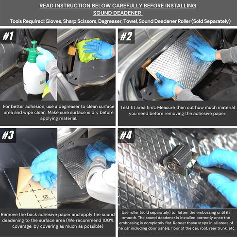 SunplusTrade مميت الصوت للسيارات، بساط مميت الصوت، بوتيل عازل للضوضاء للسيارات (80 مل 36 قدم مربع) in Kuwait