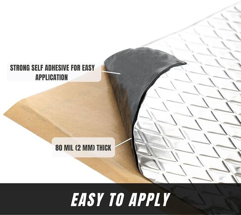 SunplusTrade مميت الصوت للسيارات، بساط مميت الصوت، بوتيل عازل للضوضاء للسيارات (80 مل 36 قدم مربع) in Kuwait