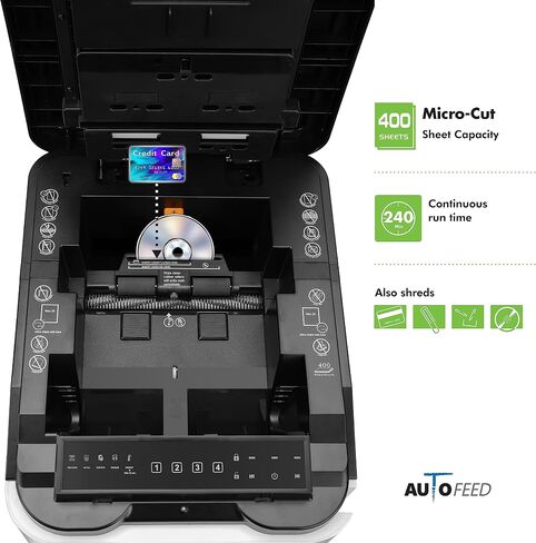 Aurora Commercial Grade 400-Sheet Auto Feed High-Security Micro-Cut Paper Shredder/ 240 Minutes/Security Level P-5 in Saudi Arabia