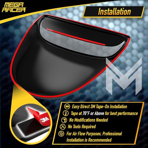 Mega Racer Universal JDM Style Black Flow Hood Body Kit Decorative Hood Scoop Universal Hood Scoop Car Hood Scoop Hood Scoops Universal Racing Air Flow Intake Car Hood Vent Scoop Accessories in Saudi Arabia