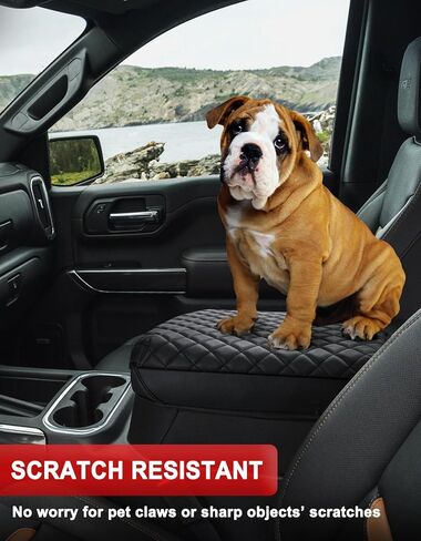 غطاء مسند ذراع وحدة التحكم المركزية KBH لسيارة Chevy Silverado وGMC Sierra Jump Seat 2019-2024، وسادة وسادة واقية لمسند الذراع، مضادة للخدش، ملحقات داخلية من جلد الفينيل، أسود in Kuwait