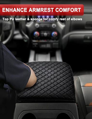غطاء مسند ذراع وحدة التحكم المركزية KBH لسيارة Chevy Silverado وGMC Sierra Jump Seat 2019-2024، وسادة وسادة واقية لمسند الذراع، مضادة للخدش، ملحقات داخلية من جلد الفينيل، أسود in Kuwait