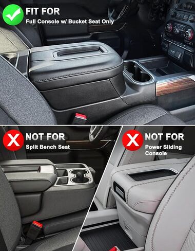 غطاء مسند ذراع وحدة التحكم المركزية KBH لسيارة Chevy Silverado وGMC Sierra Jump Seat 2019-2024، وسادة وسادة واقية لمسند الذراع، مضادة للخدش، ملحقات داخلية من جلد الفينيل، أسود in Kuwait