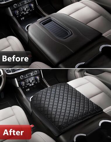 غطاء مسند ذراع وحدة التحكم المركزية KBH لسيارة Chevy Silverado وGMC Sierra Jump Seat 2019-2024، وسادة وسادة واقية لمسند الذراع، مضادة للخدش، ملحقات داخلية من جلد الفينيل، أسود in Kuwait