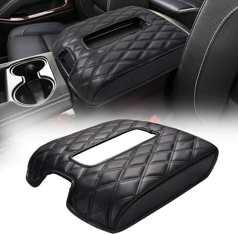 غطاء مسند ذراع وحدة التحكم المركزية KBH لسيارة Chevy Silverado وGMC Sierra Jump Seat 2019-2024، وسادة وسادة واقية لمسند الذراع، مضادة للخدش، ملحقات داخلية من جلد الفينيل، أسود in Kuwait